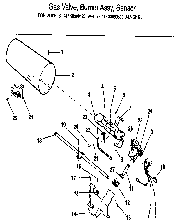 GAS VALVE, BURNER ASSY, SENSOR