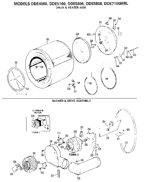 Drum/heater/blower and drive