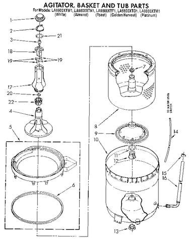 Agitator, basket and tub