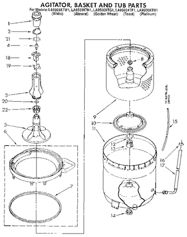 Agitator, basket and tub