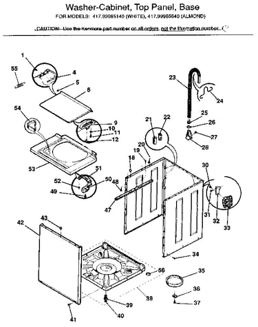 Washer-cabinet, top panel, base