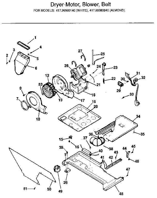 DRYER-MOTOR, BLOWER, BELT