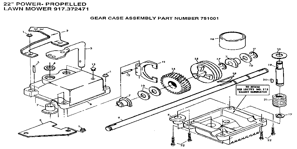 GEAR CASE ASSEMBLY PART NUMBER 751001