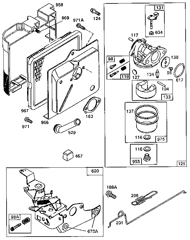 Carburetor and air cleaner assembly