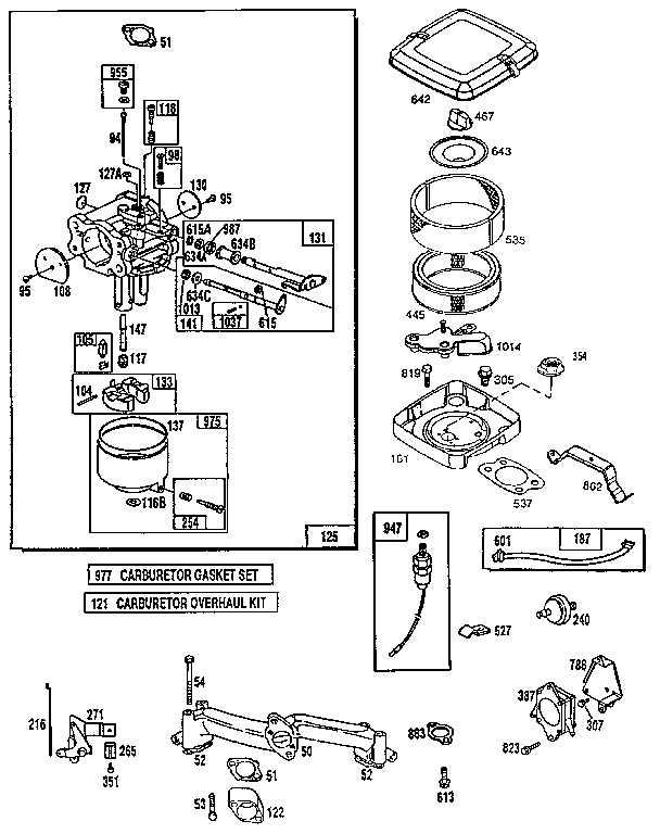 Carburetor and air cleaner assembly