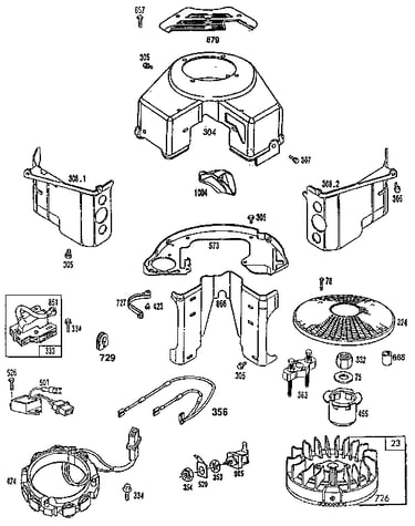 Flywheel assembly and blower housing