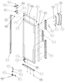 Refrigerator door, hinge, and trim parts