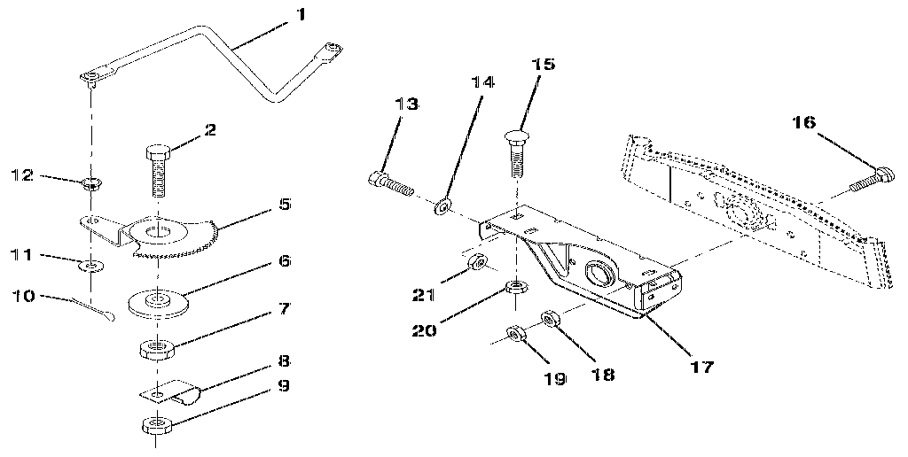 Sector gear / axle support