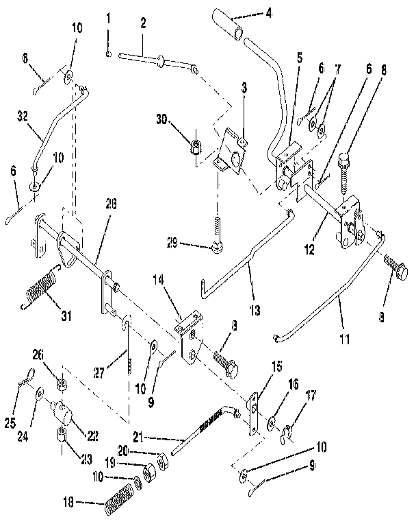 Brake / rear mower lift assembly