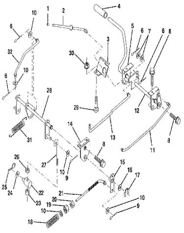 Brake / rear mower lift assembly