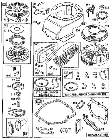 Rewind starter, blower housing, gasket set