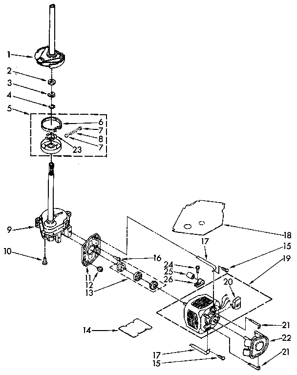 BRAKE, CLUTCH, GEARCASE, MOTOR AND PUMP