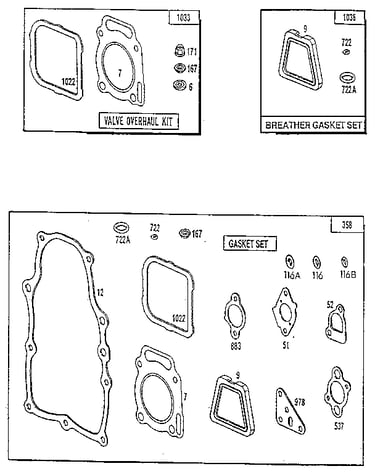 Gasket set and valve overhaul kit