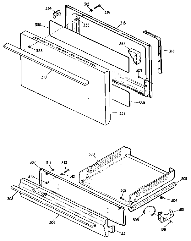 DOOR AND BROILER ASSEMBLY