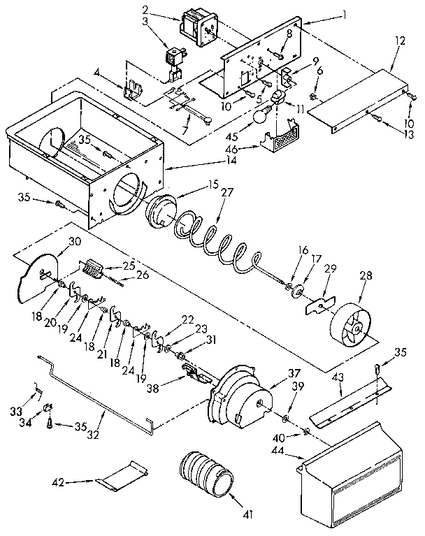 Motor and ice container