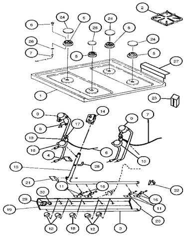 Upper burner section