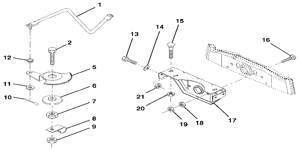 Sector gear / axle support