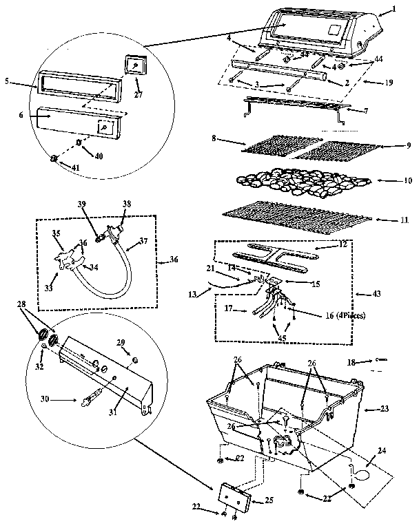 GRILL AND BURNER SECTION