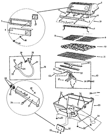 Grill and burner section