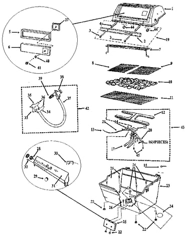 Grill and burner section