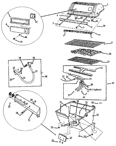 Grill and burner section