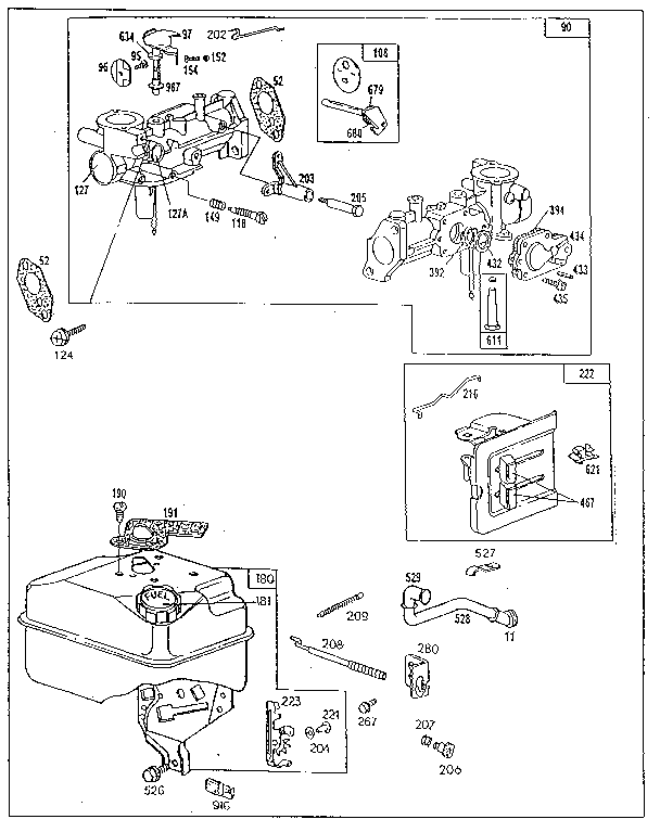 Carburetor and fuel tank assembly