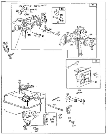 Carburetor and fuel tank assembly