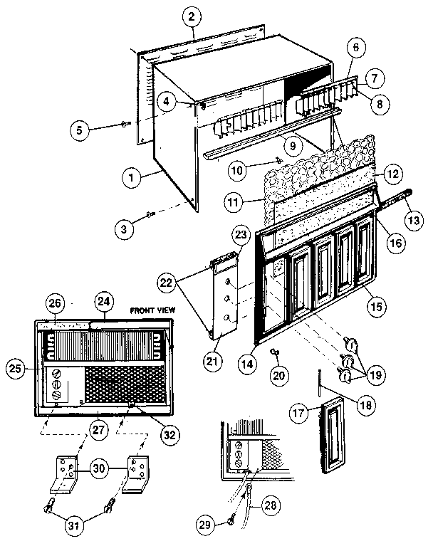 Cabinet and front panel