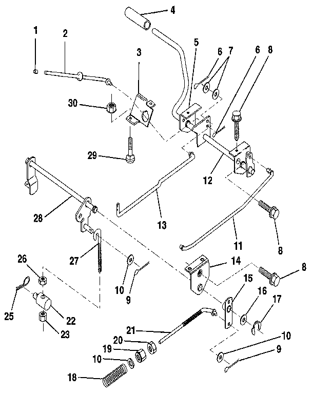 Brake/rear mower lift assembly