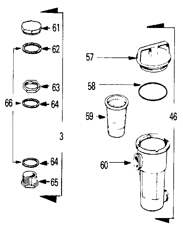 Backwash valve, hair and lint pot assembly
