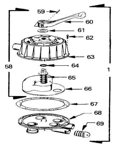 Backwash valve complete assembly