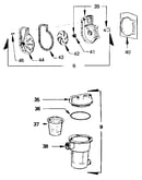 Pump, hair, and lint pot assemblies