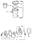 Pump, hair, and lint pot assemblies