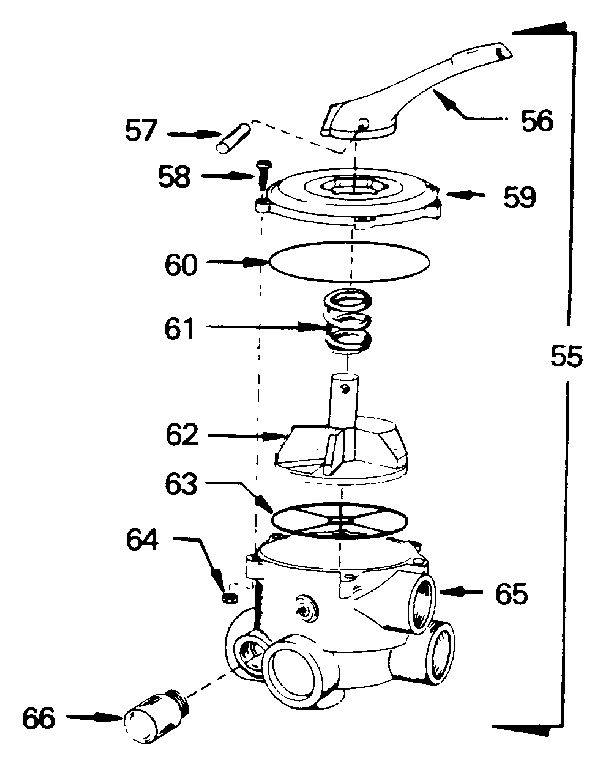 Backwash valve complete assembly