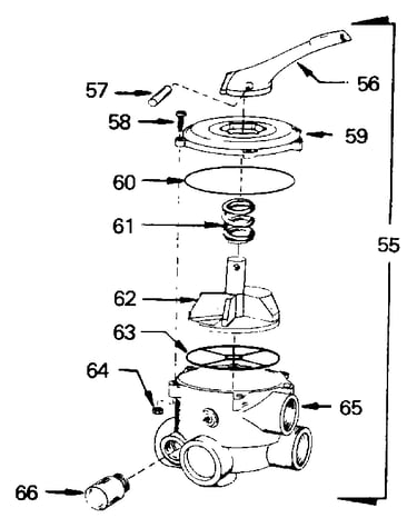 Backwash valve complete assembly