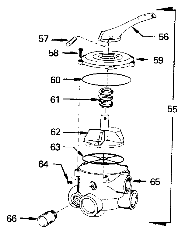 Backwash valve complete assembly