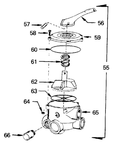 Backwash valve complete assembly