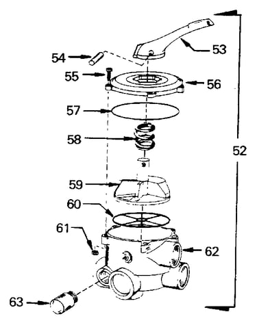 Backwash valve complete assembly