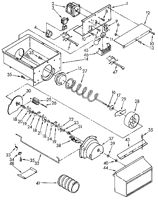 Motor and ice container