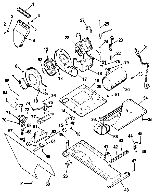 Dryer, motor, blower, belt