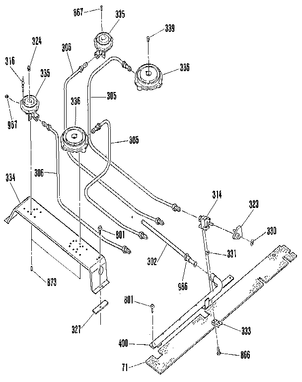 Top burner section
