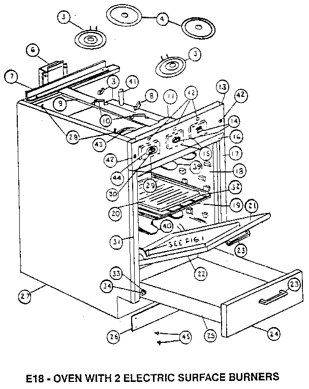 E18-OVEN WITH 2 ELECTRIC SURFACE BURNERS