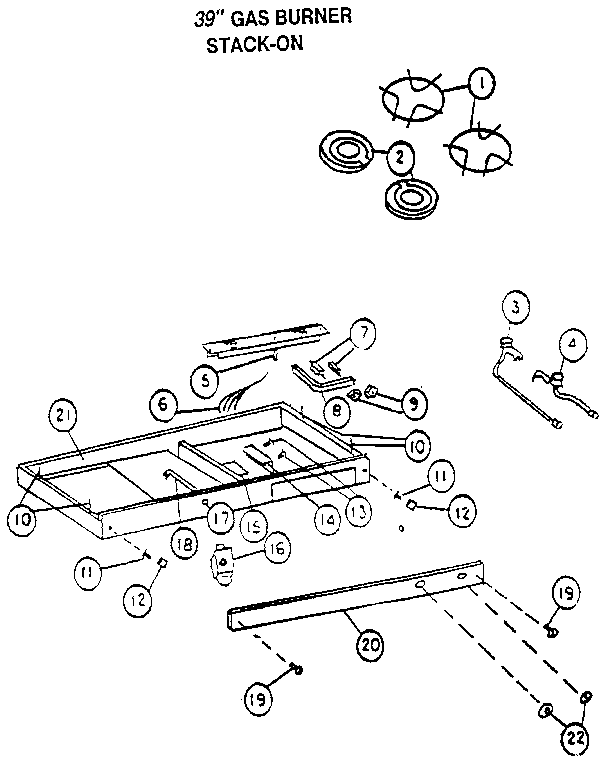 39" gas burner stack-on