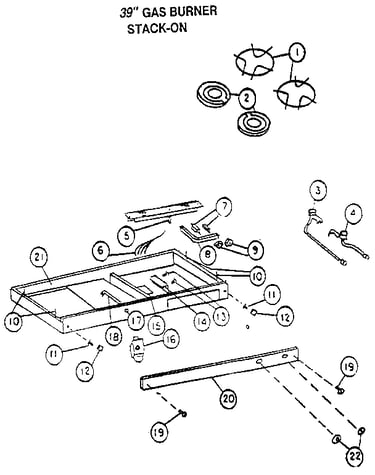 39" gas burner stack-on
