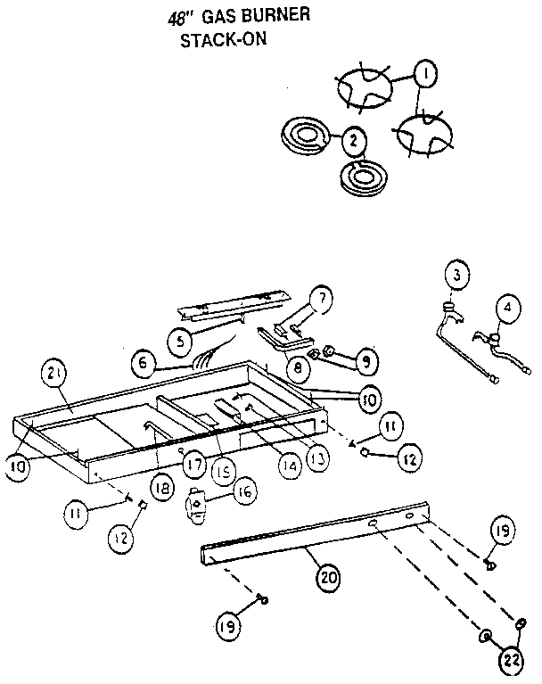 48" gas burner stack-on