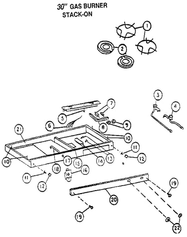 30" gas burner stack-on