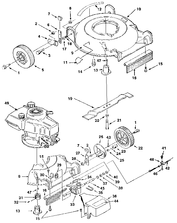 20" gas rotary mulching mower