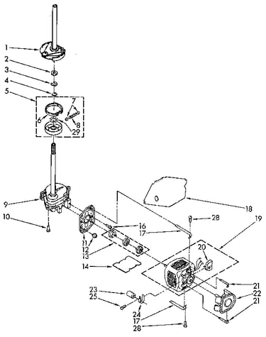 Brake, clutch, gearcase, motor and pump