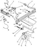 Oven burner and top burners section