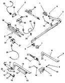 Oven burner and top burners section